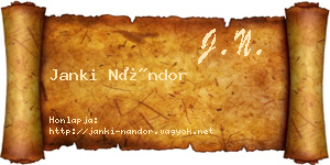 Janki Nándor névjegykártya