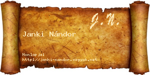 Janki Nándor névjegykártya